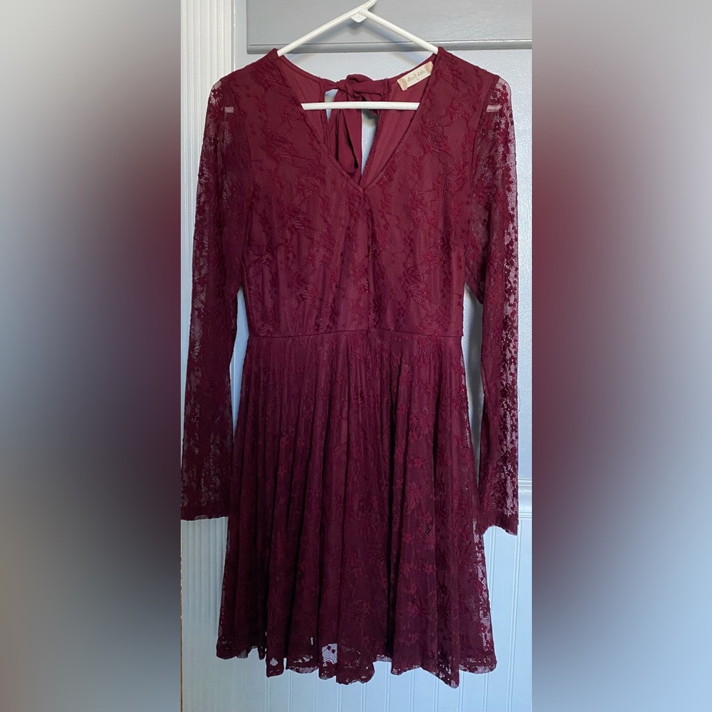 Crimson colored Altar’d State lacy dress size large